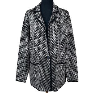 Max Studio Black Cream Herringbone Sweater Blazer Size M